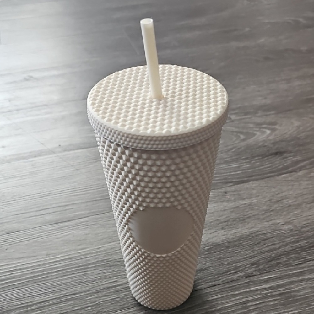 NWOTS Textured Cream Tumbler with Straw 24oz